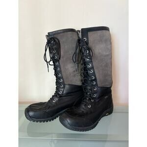 UGG Adirondack Tall Black Boots gray black vibram winter snow shearling womens 9